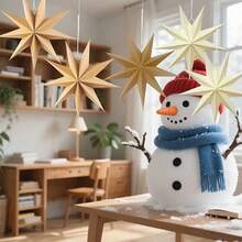 5 件 9 角天然纸星圣诞节乡村纸质装饰灯罩婚礼生日圣诞家居派对装饰圣诞装饰品 - 彩色 - 查看 10