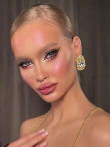 1 Pair Silver Geometric Crystal Ear Clips, Fashionable Street Style Sexy Party Earrings, Suitable For Party Wear - Ghost Gold - View 3