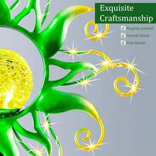 Solar Lights Outdoor Garden Decor, Blue Metal Sun Crackle Glass Globe Stake Waterproof 30LED Decorations Unique Gifts For Women,Mom,Outside, Patio,Lawn,Yard,Pathway-734997 - 綠色 - 查看 4