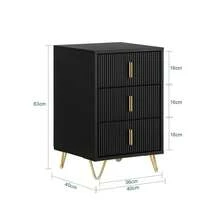 SoBuy Mesita de noche, mesita de noche con 3 cajones y compartimento de almacenamiento, mesa auxiliar moderna para dormitorio y sala de estar. - Negro - Ver 3