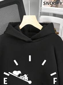 Women's Patience Cute Cartoon Graphic Hoodie Casual Style Sweatshirt, Winter - Black - View 2