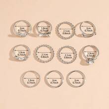 11pcs/Set Flower & Bow Rhinestone Inlaid Eternity Band Rings - Silver - View 3