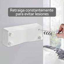 5.2M Tendedero Retráctil Montado en la Pared para Interior y Exterior, Tendedero Retráctil Compacto Montado en la Pared, Tendedero Retráctil Montado en la Pared para el Hogar, Fácil de Instalar (Blanco) - 1 - Ver 5