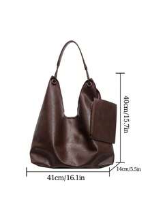 Túi đeo vai nữ mùa Thu/Đông mới, chất liệu vải mờ màu cà phê, túi xách công sở mềm mại hiện đại, kiểu dáng tối giản với dây đeo điều chỉnh được và ngăn đựng tiền xu. - màu nâu - Xem 6
