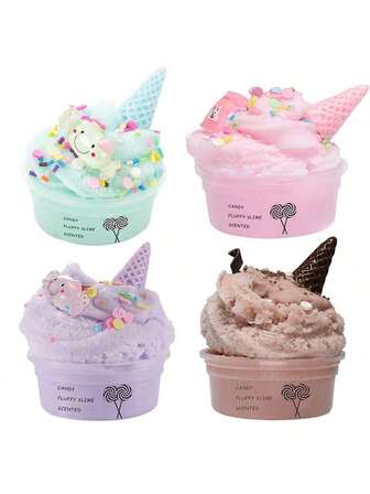 1/2瓶60毫升糖果史莱姆，蓬松史莱姆，绘画史莱姆，彩色史莱姆，减压玩具，新学期最佳礼物。圣诞节和万圣节礼物，派对礼品（随机贴纸）