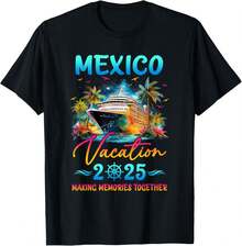 Mexico Family Vacation 2025 Matching Group Summer T-Shirt - Black - View 1