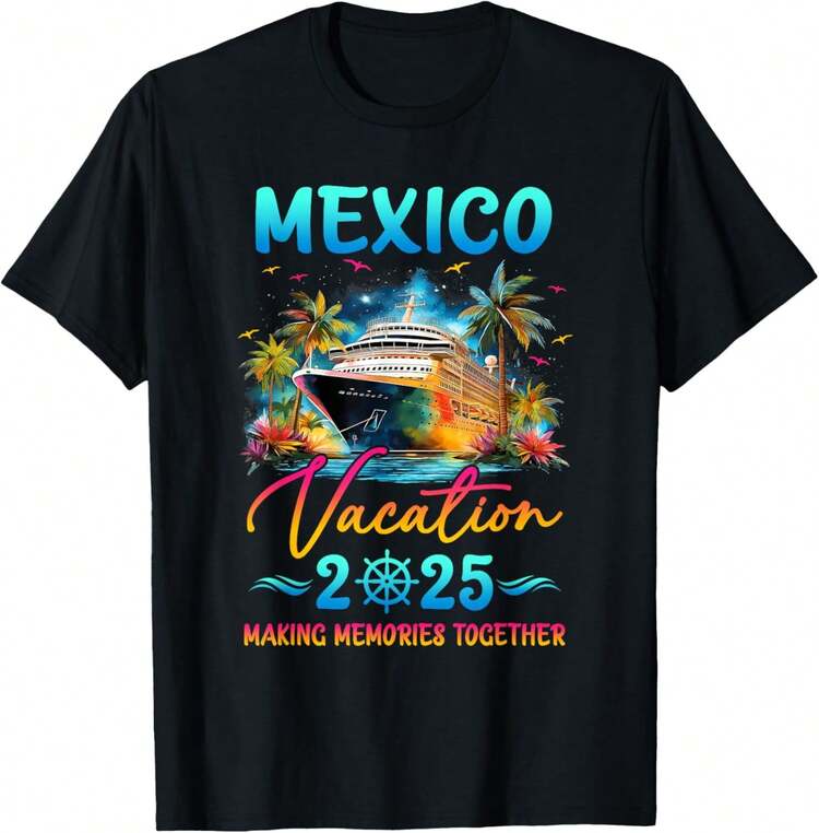 Mexico Family Vacation 2025 Matching Group Summer T-Shirt - 黑色 - 查看 1