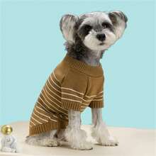Striped Warm Sweater For Small/Medium Dogs & Cats, Suitable For Schnauzer, Poodle, Autumn/Winter - Red and White - View 14