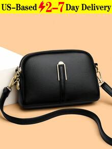 Minimalist Versatile Shoulder Bag&Small Square Bag For Women,2-Layer Zipper Diagonal Shoulder Bag, Fashionable PU Soft Leather Women's Handbag, Simple Versatile Clutch, Middle-Aged Women's Bag, Shoulder Small Purse[US Local Warehouse]Travel Essentials - 彩色 - 查看 15