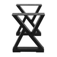 2*Table Legs Black Metal Base X-Shaped 40cm High - Black - View 4