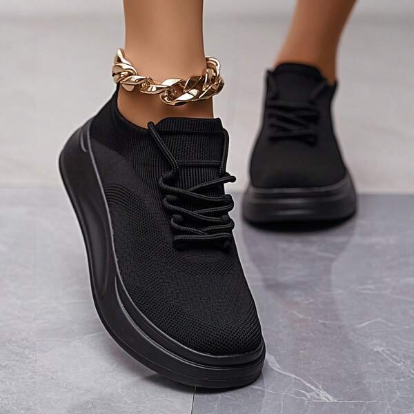 New Stylish Lightweight Versatile Women Lace-Up Slip-On Sneakers, Breathable Fabric Upper, Comfortable Cushioned Shock-Absorbing Sole