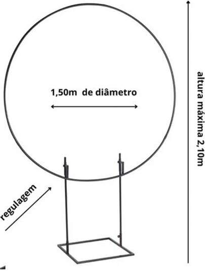 Suporte de Ferro cru arco redondo 1,5cm Diâmetro com Altura Regulável – Ideal para Decoração de Festas e Aniversários