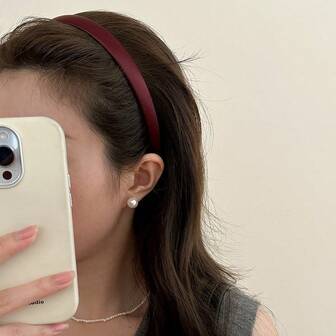 1 st. enfärgat, exklusivt, enkelt, vinrött, tunt hårband för kvinnor, hårspänne i satin, elegant håraccessoar för att tvätta ansiktet, franskt hårband för tidig höstoutfit, huvudbonad, hårband, hårbåge, hårband för kvinnor