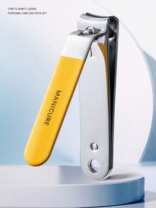 6pcs Portable Nail Clipper Set, Available In Yellow, Green, White, Convenient Nail Care Tools