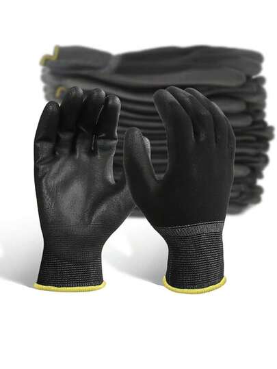 10pcs PU Coated Safety Work Gloves For Construction, Woodworking And Gardening, Industrial Protective Gloves, Repair Gloves, Anti-Slip, Wear-Resistant, Durable, Enhanced Grip, Suitable For Lawn Care And Outdoor Use, Hand Protection