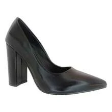 Zapatilla Casual De Punta Negra Con Tacón Grueso 10 Cm - Negro - Ver 2
