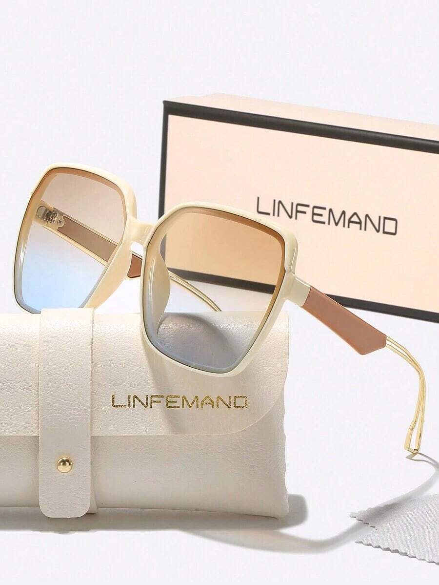 LINFEMAND LINFEMAND Fashion Polygonal Decor Designer Fashion Glasses Brand, Lightweight Gradient Lens, For Driving, Beach, Travel, Holiday Gift For Women For Summer Beach Vacation,Outdoor,Travel - 彩色 - 查看 1