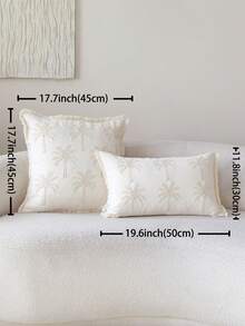 1 件米色刺绣椰子树装饰抱枕套，适合室内装饰，四季皆宜，不含枕芯 - 米色 - 查看 4