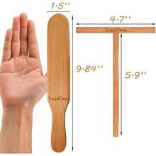 Spreader And Spatula Turner Set Crepe - Convenient Sizes To Fit Any Pan Maker - Natural Wooden Spatula Set Crepe Tools - Initial - View 2