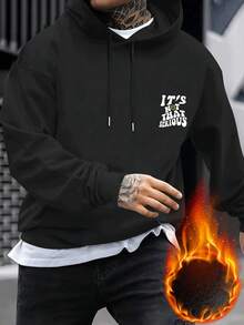 Sudadera con capucha gráfica rosa para hombres No tan serio - Sudadera casual con cordón y bolsillo canguro, poliéster transpirable, lavable aáquina, ajuste cómodo para el día a día, ropa cómoda |   Sudadera con Capucha Gráfica Juguetona |   Sudadera de poliéster - Negro - Ver 2