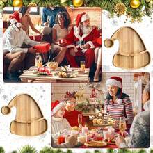 1/8PCS Christmas Wooden Serving Tray, Wooden Serving Platter, Elk Shape Serving Tray, Christmas Hat Shape Tray, Roasted Meat Tray, Snack Fruit Salad Tray, Kitchen Plate, Christmas Gift, Housewarming Wedding Gift