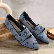 Zapatos de mujer de punta plana de un solo pie estribo cómodo Casual zapatos de mujer de tacón plano - Azul - Ver 6
