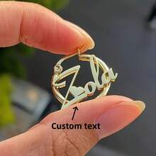 Pendientes de aro con nombre personalizados de acero inoxidable, diseño elegante en forma de corazón personalizado, regalo de joyería de moda para ella, aros con nombre de estilo bohemio vintage y lindo, perfectos para bodas y el Día de San Valentín