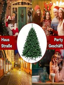 Albero di Natale verde di lusso, albero di Natale in plastica senza luci, adatto per uso domestico e commerciale, facile da montare, senza elettricità richiesta, perfetto per decorazioni di Ognissanti, Natale e Capodanno, fascino festivo per decorazioni natalizie per la casa, regali di Natale, decorazioni natalizie