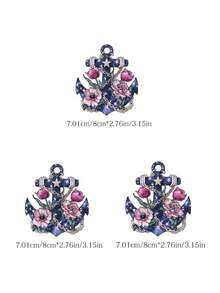 1pc/2pcs/3pcs Ship Anchor & Floral Combination Heat Transfer Stickers, Suitable For DIY Hoodies, T-Shirts, Sweatshirts, Jeans, Backpacks, Tote Bags, Pillowcases And Retro Baseball Caps. Durable Washable Plastic Stickers For Crafting And Decorating - Easy To Iron, Perfect Gift For Crafters And DIY Enthusiasts