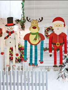 1 szt. Wiszące ozdoby świąteczne, rozsuwane nogi i ramiona, urocze renifery/święty Mikołaj/bałwan, dekoracja na przyjęcie w domu na drzewie