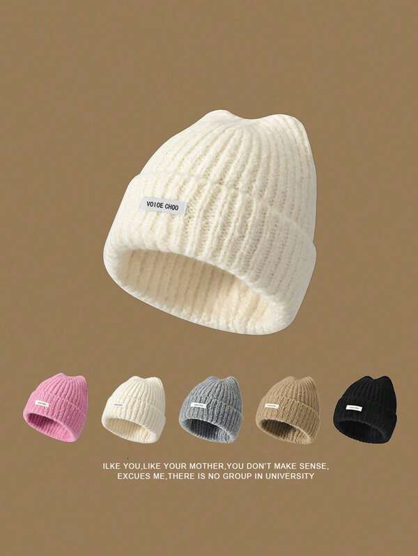 1 Stück Damen süßes Ohr-Design gestrickte Beanie Mütze, warmer Ohrenschutz, modische Allround Mütze ohne Schirm, Herbst/Winter