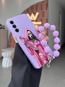 1 件紫色 TPU 性感骷髅图案防震全覆盖手机壳和 1 件紫色毛茸茸 Pom Pom 挂绳带兼容匹配的手机壳/趣味手机壳/Android 手机壳/手机壳/手机壳/OPPO 手机壳/A14 手机壳/A54 手机壳/A52 手机壳/A31 4G 手机壳/A23 手机壳/Redmi Note 8 Pro 手机壳/Redmi Note 11 Pro 4G 手机壳/Redmi Note 12 4G 手机壳/OPPO A54 手机壳 - 彩色 - 查看 1