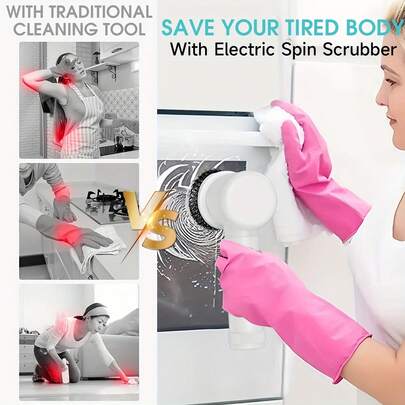 IAGREEA 5-In-1 Rechargeable Electric Cleaning Brush Set With USB Charging, Medium Hardness, Multi-Purpose Handheld Brush Tool Kit For Bathroom, Kitchen, Bedroom, Living Room, Toilet - Includes 5 Brush Heads,500 Mah