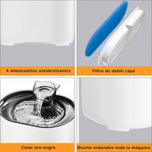 Bebedero para Gato con Luz LED, 74oz/2.2 L Fuente de Agua para Gatos, Fuente para Mascotas con Bomba Ultra Silenciosa, Dispensador con Filtros de Agua para Gatos, Perros y Mascotas, Sin BPA - 1 - Ver 1