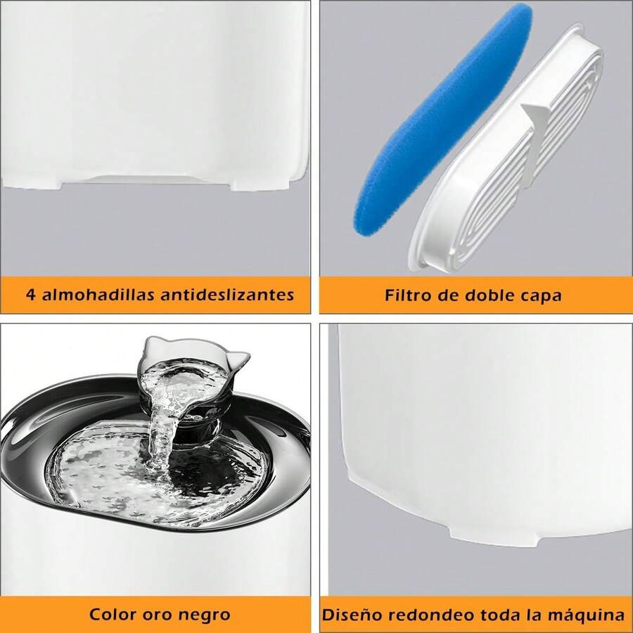 Bebedero para Gato con Luz LED, 74oz/2.2 L Fuente de Agua para Gatos, Fuente para Mascotas con Bomba Ultra Silenciosa, Dispensador con Filtros de Agua para Gatos, Perros y Mascotas, Sin BPA - 1 - Ver 1