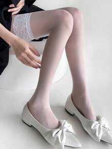 2双时尚性感黑白大腿高筒渔网袜，女士适用 - 黑與白 - 查看 9