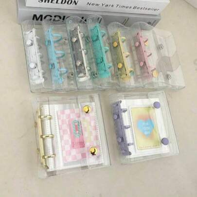 Sanrio 1pc M5 Portable Transparent Loose-Leaf Binder, Transparent Sticker Book Loose-Leaf Binder, Seal Book, Sticker Book, Photo Storage Bag, Can Be Used As Photo Album, Budget Planner, Diary, Notebook, Office Supplies
