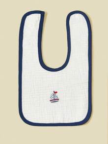 5件装柔软婴儿U型围兜卡通刺绣图案多功能拍嗝巾婴儿喂奶口水垫 - 彩色 - 查看 5