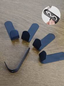 خطاف معدني لاصق على شكل حرف J، 5 قطع، خطاف جداري من الفولاذ المقاوم للصدأ، خطاف لاصق مناسب للقبعات والمعاطف والمناشف والحقائب، اكسسوارات ديكور المنزل - الأسود - مشاهدة 13