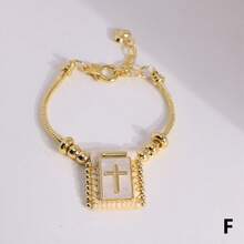 1pc 18K Gold Plated Vintage Religious Christian San Benito Cross Virgin Mary Tiny Bead Handmade Accessories Women Bracelets