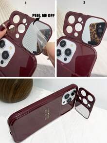 Ốp lưng điện thoại chống sốc màu đỏ tía thời trang tối giản với họa tiết gương, kèm 1 gương lật, tương thích với các dòng X XR XS Max 11 12 13 13 Pro 13 Pro Max 14 Pro Max 15 15 Pro 15 Plus 15 Pro Max 16 16 Pro 16 Plus 16 Pro Max. Quà tặng sinh nhật, ốp lưng mùa xuân. - Màu Đỏ Sâu - Xem 5