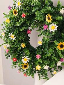 1/2 pièces Couronnes artificielles colorées, couronnes d'eucalyptus, couronnes de marguerites, plantes artificielles, fleurs artificielles, vert, matériau en PE. Convient pour la décoration des dortoirs d'école, des bureaux, des rassemblements extérieurs, des occasions festives, des fêtes d'anniversaire, des entrées de maison, des halls d'hôtel, des restaurants, des salons, des chambres à coucher, des banquets de mariage, des cuisines, des jardins et des décorations de Noël.