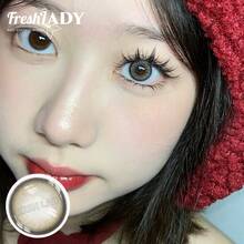 FRESH LADY 1 par Freshlady Fog Pearl Grey 14,0 mm färgade kontaktlinser, 1 år, engångsbruk - Grå - Visa 7