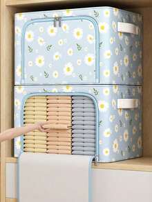 1 PIEZA Caja de almacenamiento plegable con diseño de margarita - Colección Navidad Organizador de gran capacidad para ropa, edredones y juguetes | Caja de almacenamiento de tela plegable adecuada para la organización del hogar/dormitorio en invierno, regalo de Navidad ideal y esencial para el abastecimiento de fin de año - Multicolor - Ver 2