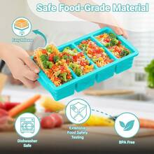 Silicone Freezer Molds For Soup With Lid 1Cup Soup Container Style Ice Cube Trays For Freezer Meal Prep Food Storage Freeze 250mL 125mL Portions 2 Pack - Hồ xanh - Xem 3