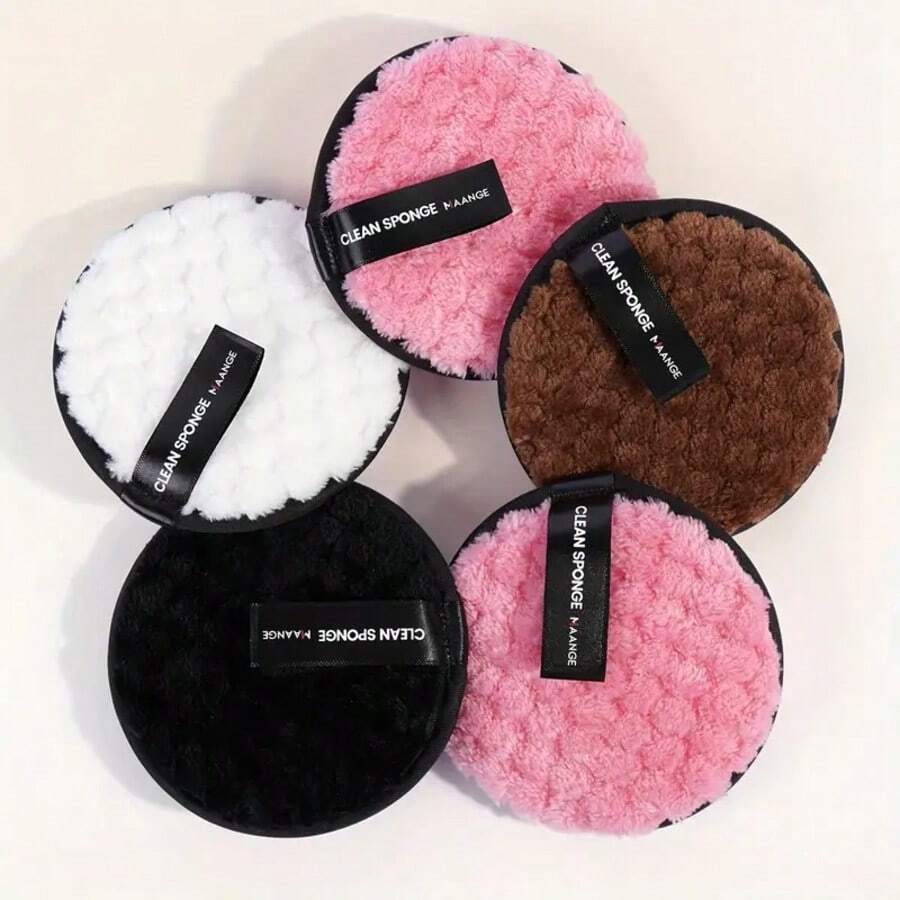 2PCS/4PCS/8PCS/10PCS Pineapple Lattice Slouchy Water-Based Makeup Remover Powder Puff, Round Washable Double-Sided Cleaning Wet Powder Puff, Makeup Remover Pad - Random Color Mixing - View 1