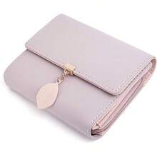 Cartera de Mujer - UTO Monedero Pequeño con Adorno Hoja Colgante Cartera Minimalista con Bolsillo de Cremallera para Monedas - 1 rosa - Ver 10
