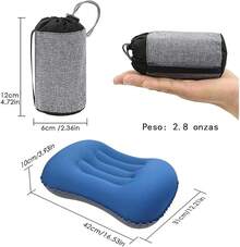 Azuldimen Almohadas inflables ultraligeras para Acampar: Almohada ergonómica comprimible para Soporte Lumbar y para el Cuello Mientras acampa, Hace mochileros, Caminatas (Azul) - Azul - Ver 2