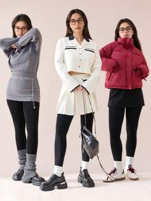 YXY 200克女士黑色保暖内衬紧身裤，保暖舒适，百搭通勤七分裤，适合秋冬季节穿着，舒适保暖 - 黑色 - 查看 10