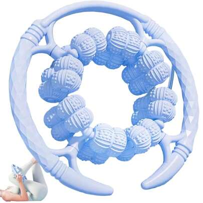 1 件圆形淋巴引流按摩器，放松滚轮 32 轮，脂肪按摩工具，腿部滚轮，便携式手持式，用于小腿手臂锻炼